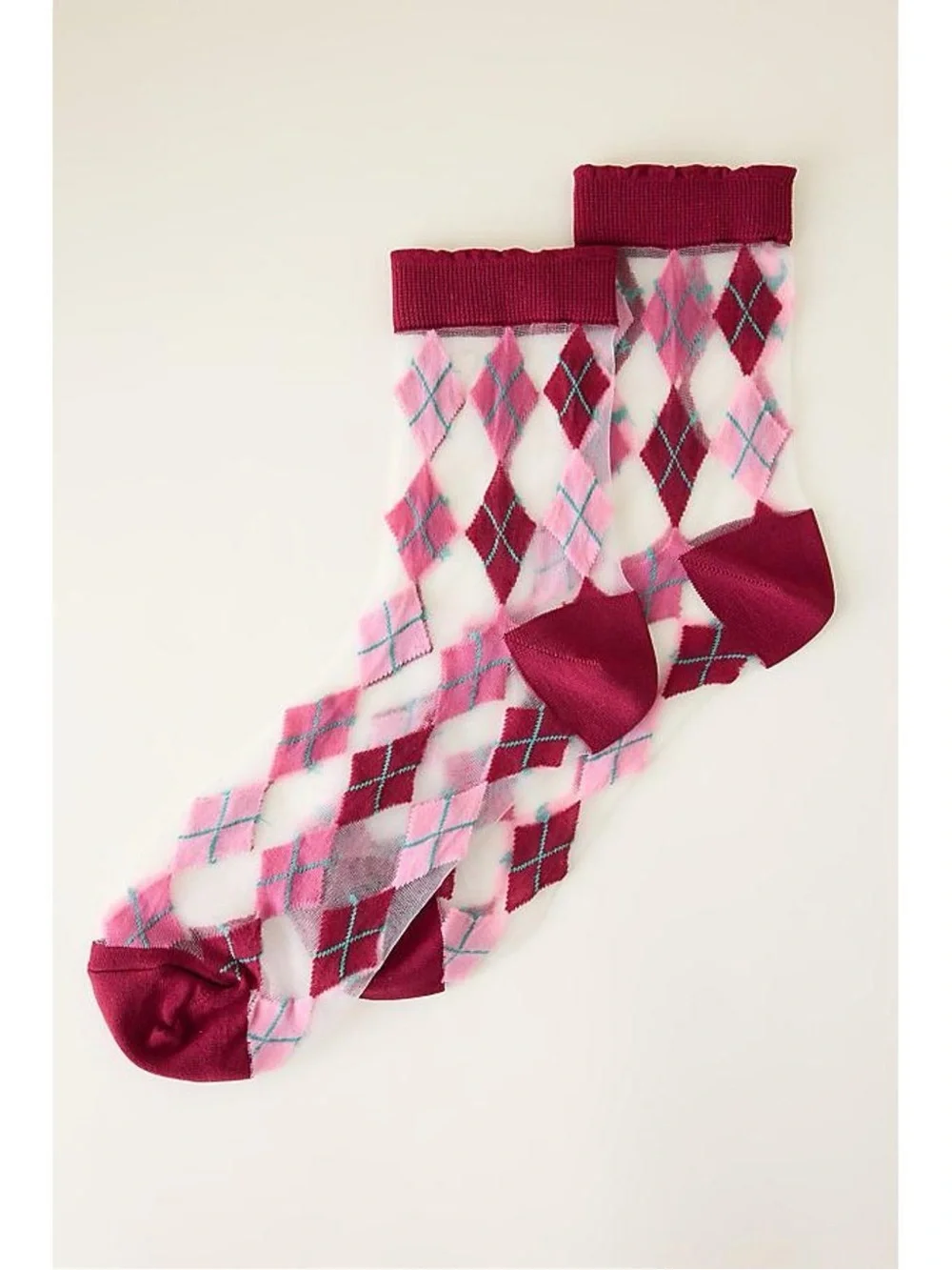 Anthropologie set of 2 Argyle Socks Sheer New with tags